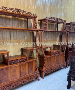 Tủ Bày Đồ Bình Phong Chạm Trúc
