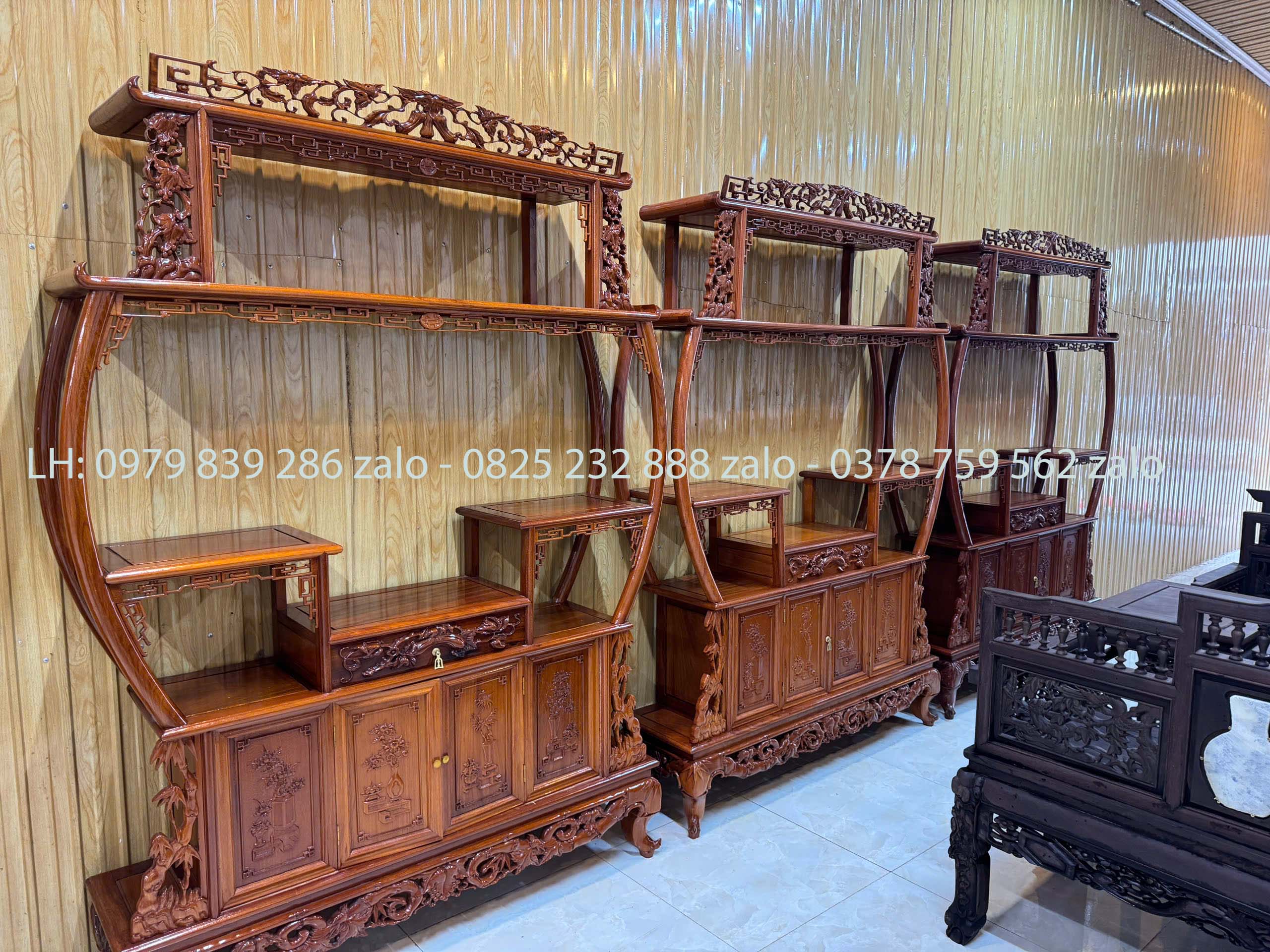 Tủ Bày Đồ Bình Phong Chạm Trúc (12) Tủ Bày Đồ Bình Phong Chạm Trúc