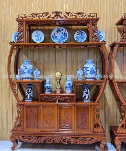 Tủ Bày Đồ Bình Phong Chạm Trúc