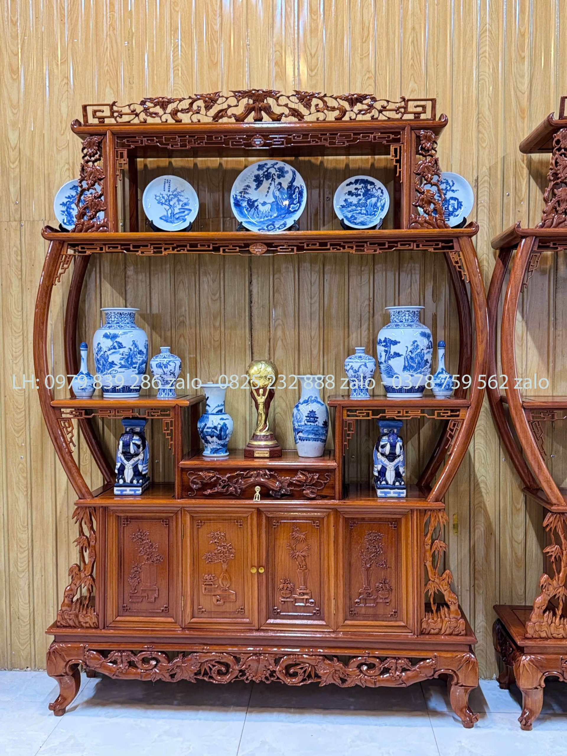 Tủ Bày Đồ Bình Phong Chạm Trúc (15) Tủ Bày Đồ Bình Phong Chạm Trúc