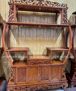Tủ Bày Đồ Bình Phong Chạm Trúc
