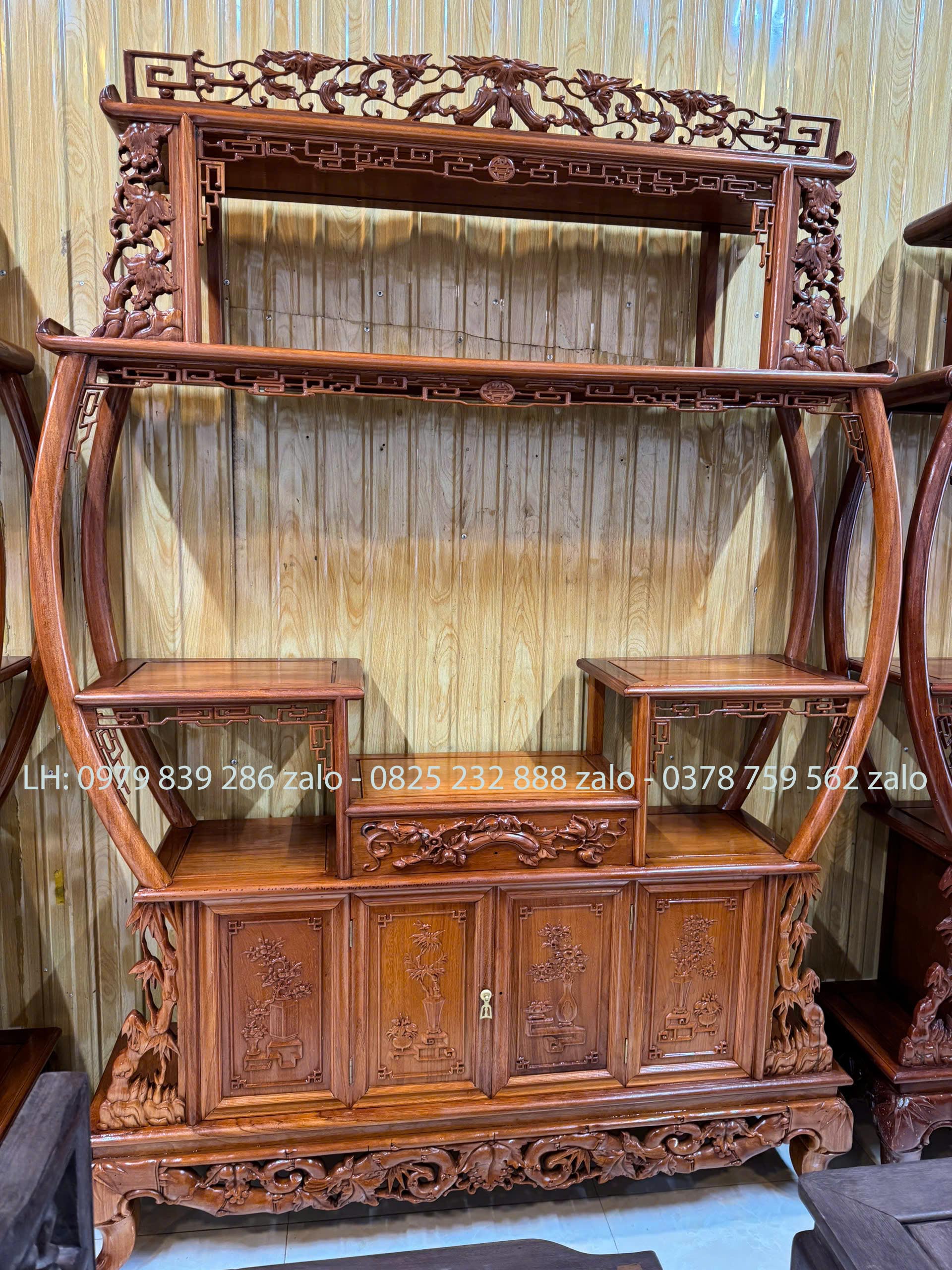 Tủ Bày Đồ Bình Phong Chạm Trúc (3) Tủ Bày Đồ Bình Phong Chạm Trúc