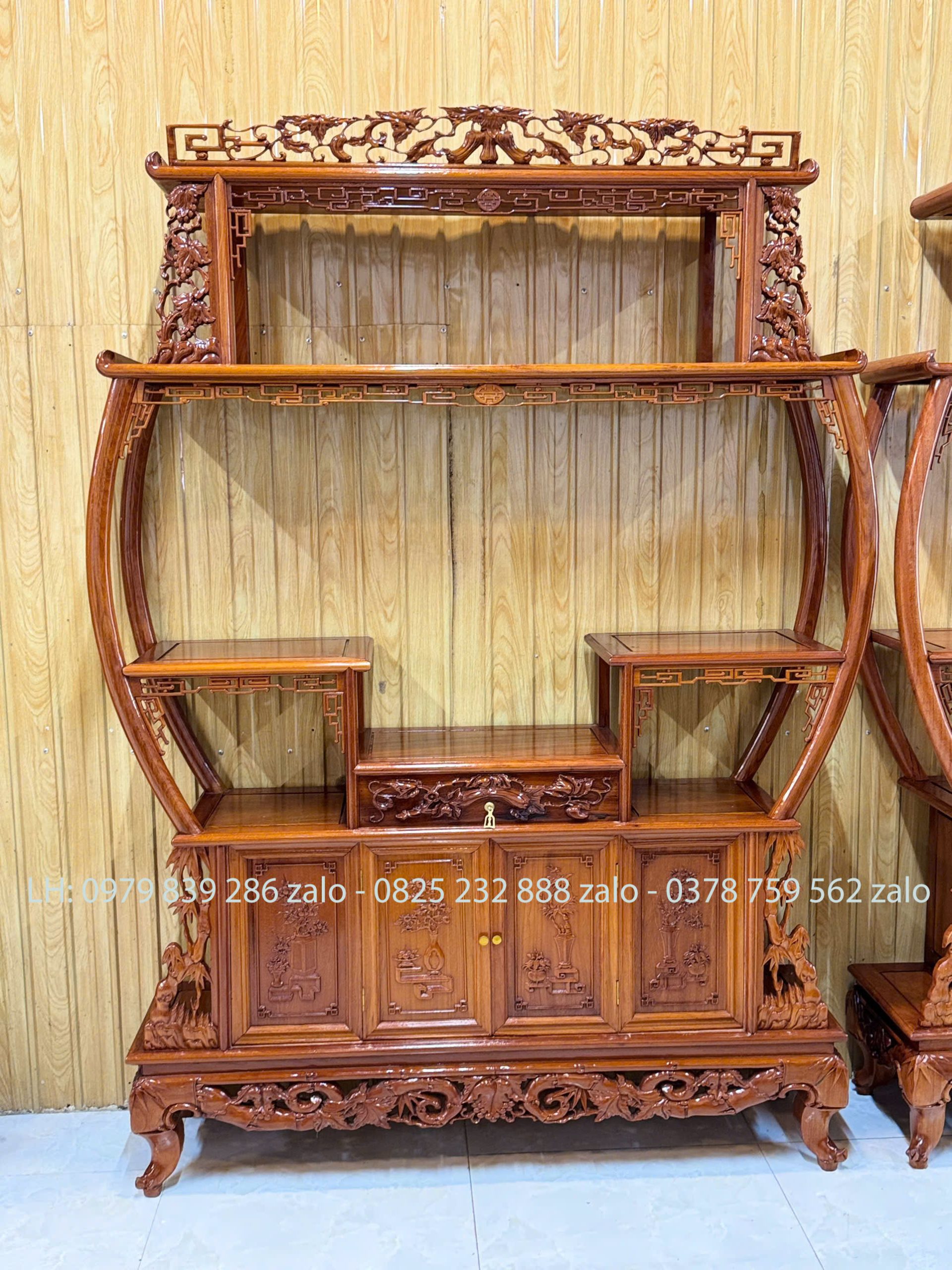 Tủ Bày Đồ Bình Phong Chạm Trúc (5) Tủ Bày Đồ Bình Phong Chạm Trúc