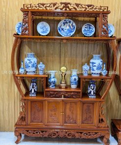 Tủ Bày Đồ Bình Phong Chạm Trúc