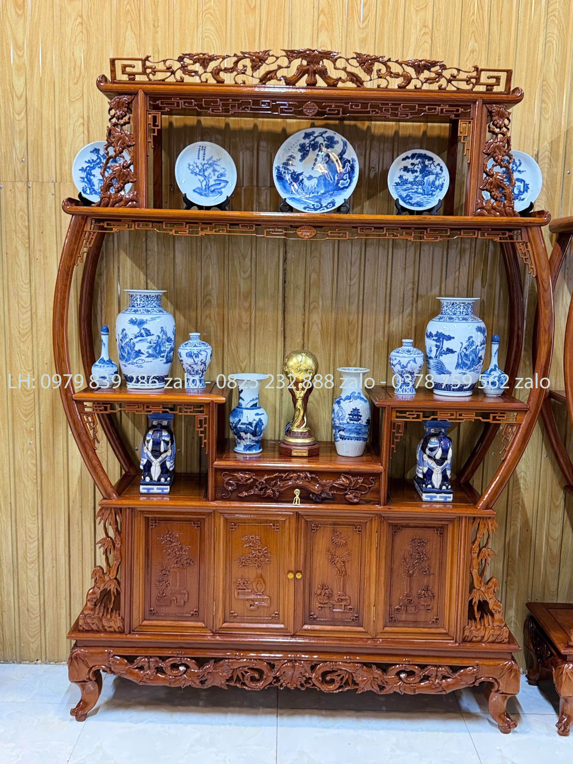 Tủ Bày Đồ Bình Phong Chạm Trúc (7) Tủ Bày Đồ Bình Phong Chạm Trúc