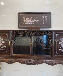 Tủ Chè Gụ Mẫu Chạm Khảm Hoa Sen Y Nghĩa