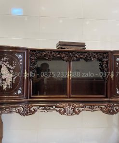Tủ Chè Gụ Ta Cánh Cong Khảm Đông Bích