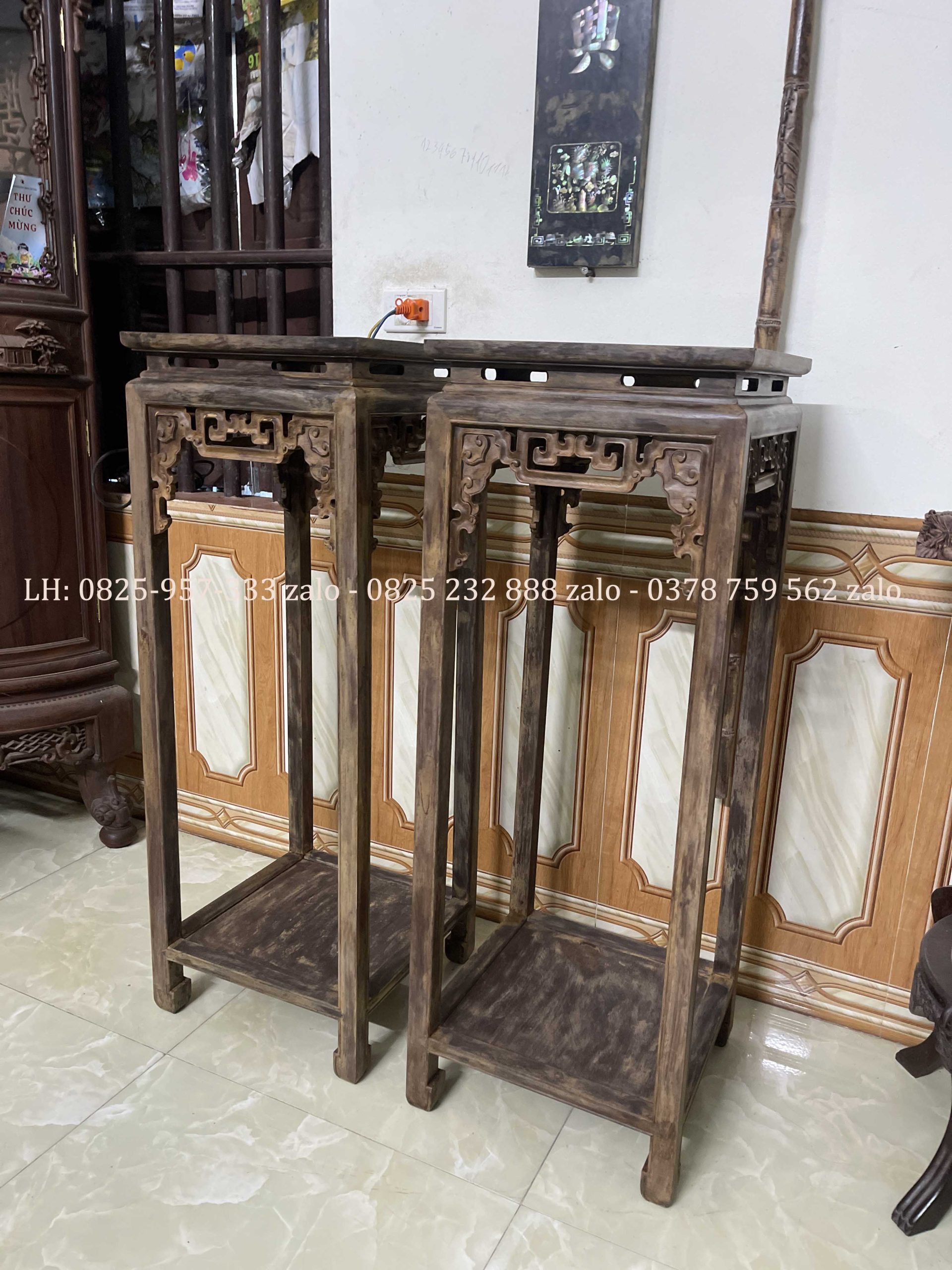 Cặp Đôn Triện Xúc Gỗ Gụ Đánh Giả Cổ