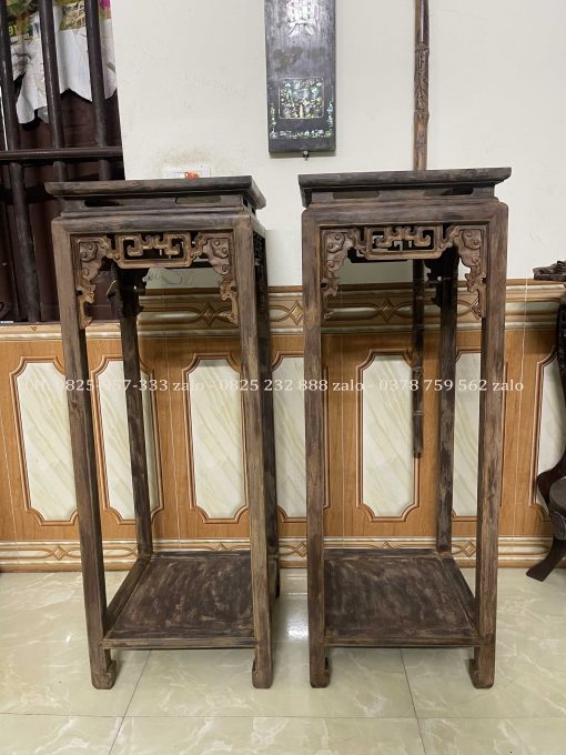 Cặp Đôn Triện Xúc Gỗ Gụ Đánh Giả Cổ
