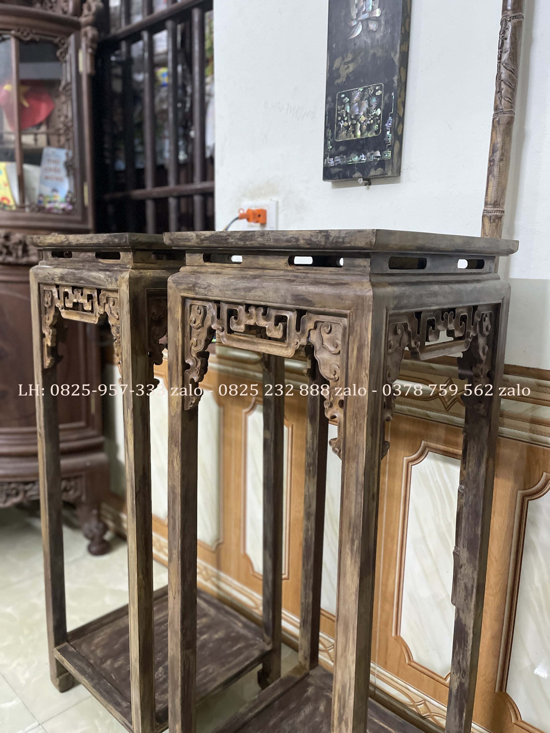 Cặp Đôn Triện Xúc Gỗ Gụ Đánh Giả Cổ