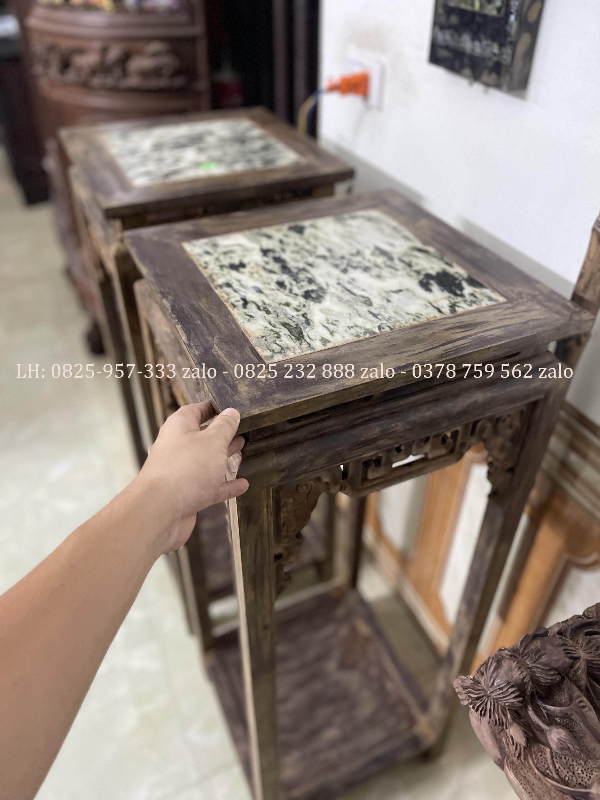 Cặp Đôn Triện Xúc Gỗ Gụ Đánh Giả Cổ