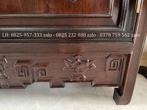 Cặp Tủ Bày Đồ Gỗ Gụ Có Kính Và Ngăn Đựng Đồ