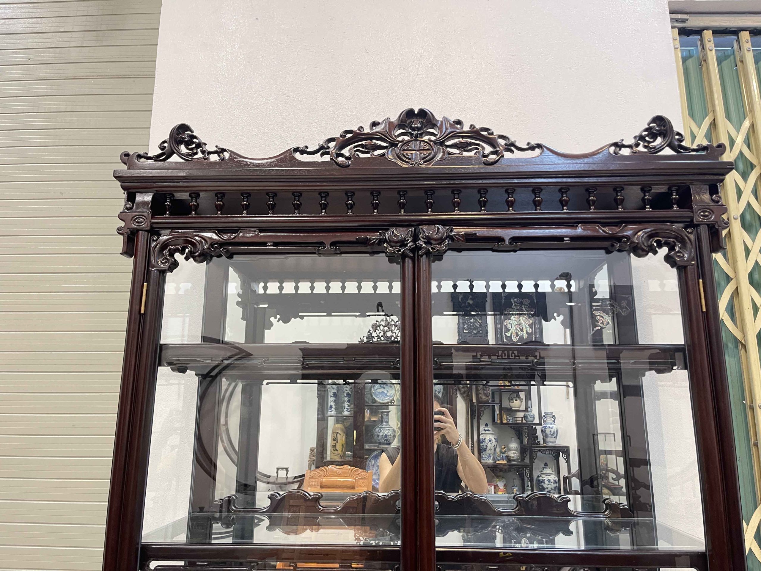 Báo Giá Cặp Tủ Bày Đồ Kính Gỗ Gụ