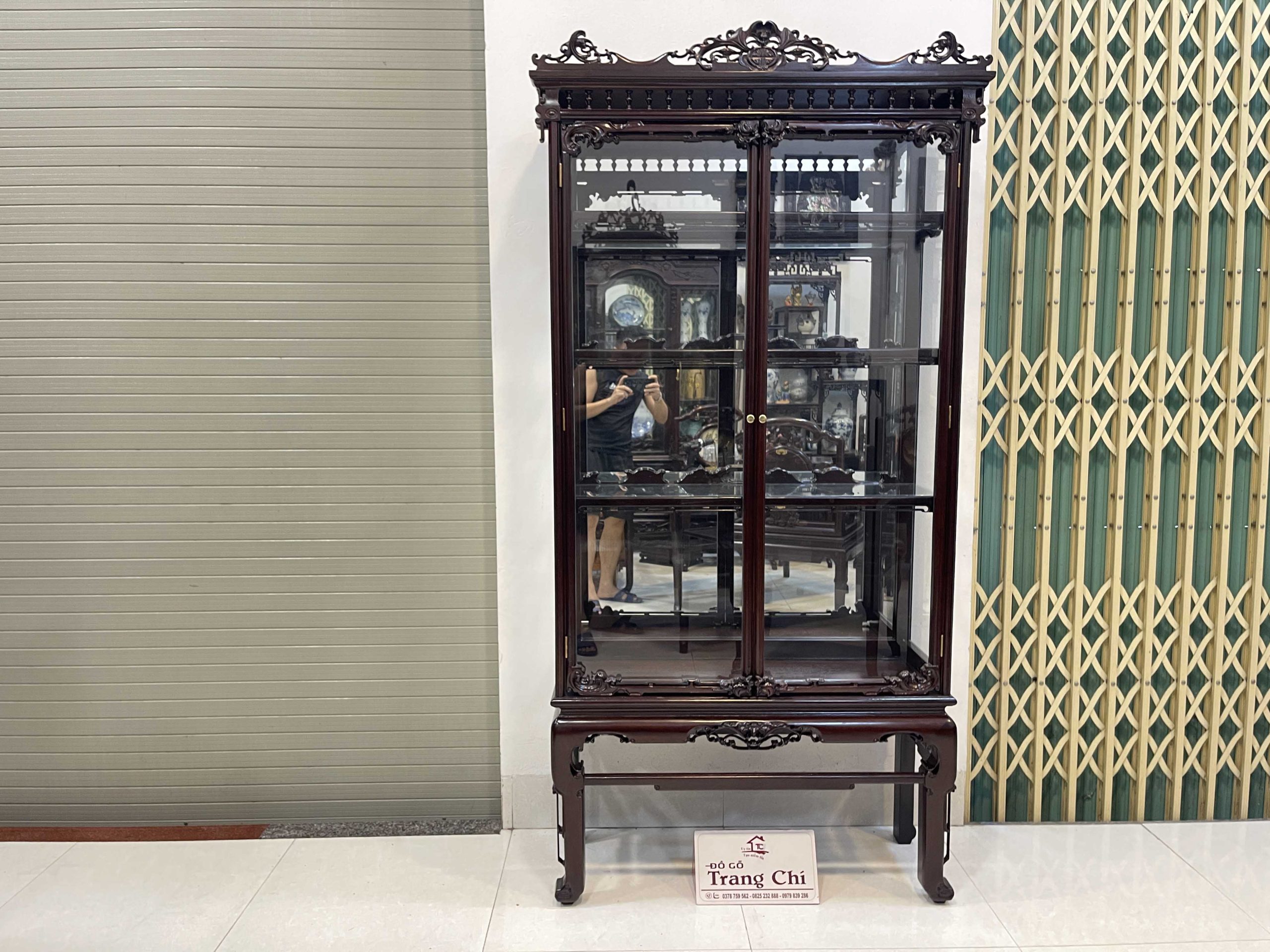 Báo Giá Cặp Tủ Bày Đồ Kính Gỗ Gụ
