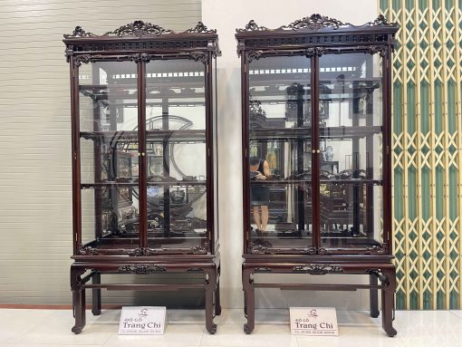 Báo Giá Cặp Tủ Bày Đồ Kính Gỗ Gụ