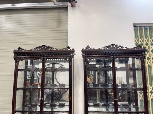 Báo Giá Cặp Tủ Bày Đồ Kính Gỗ Gụ