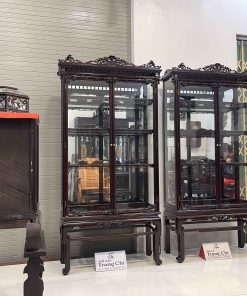 Báo Giá Cặp Tủ Bày Đồ Kính Gỗ Gụ