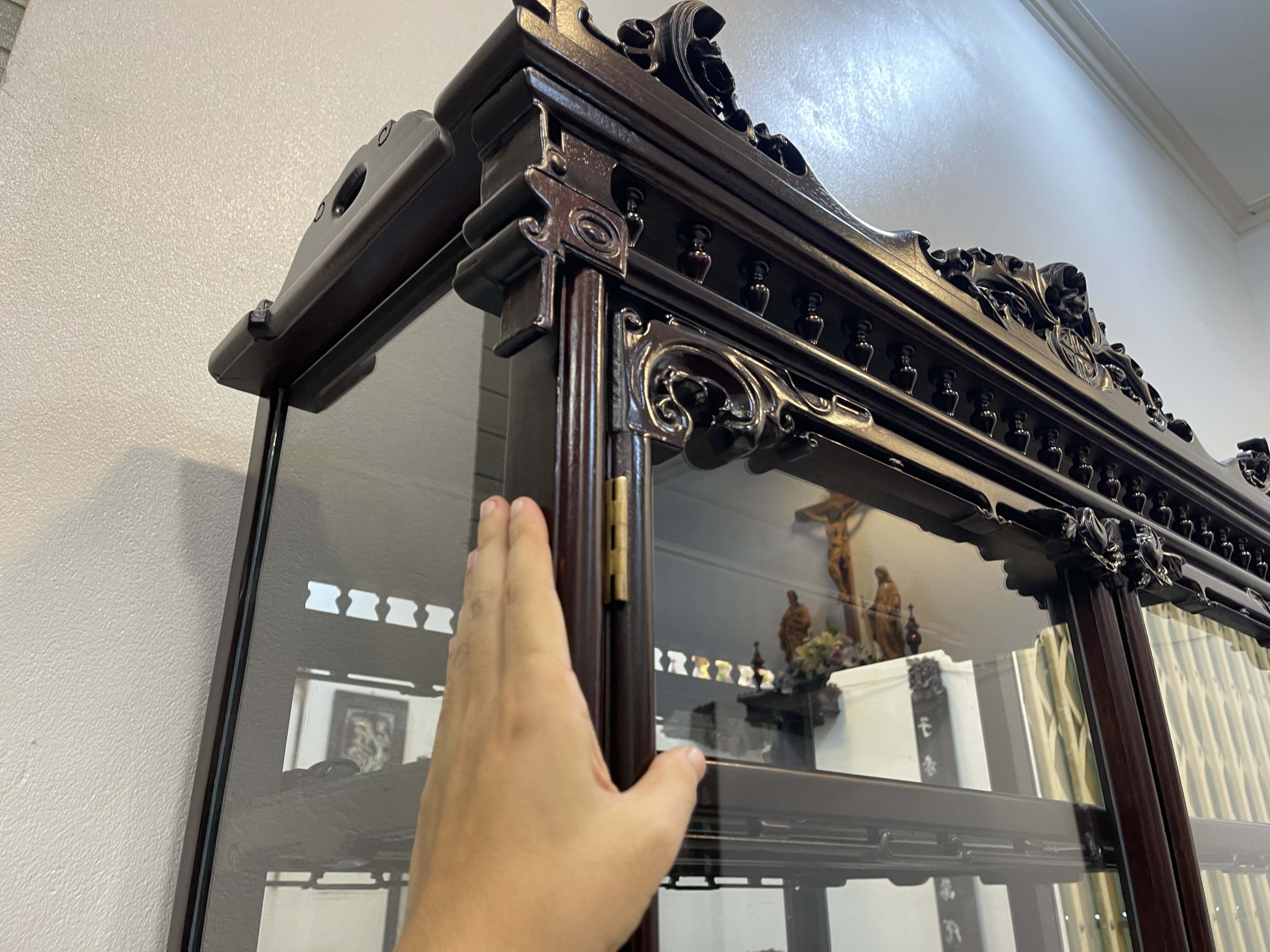 Báo Giá Cặp Tủ Bày Đồ Kính Gỗ Gụ