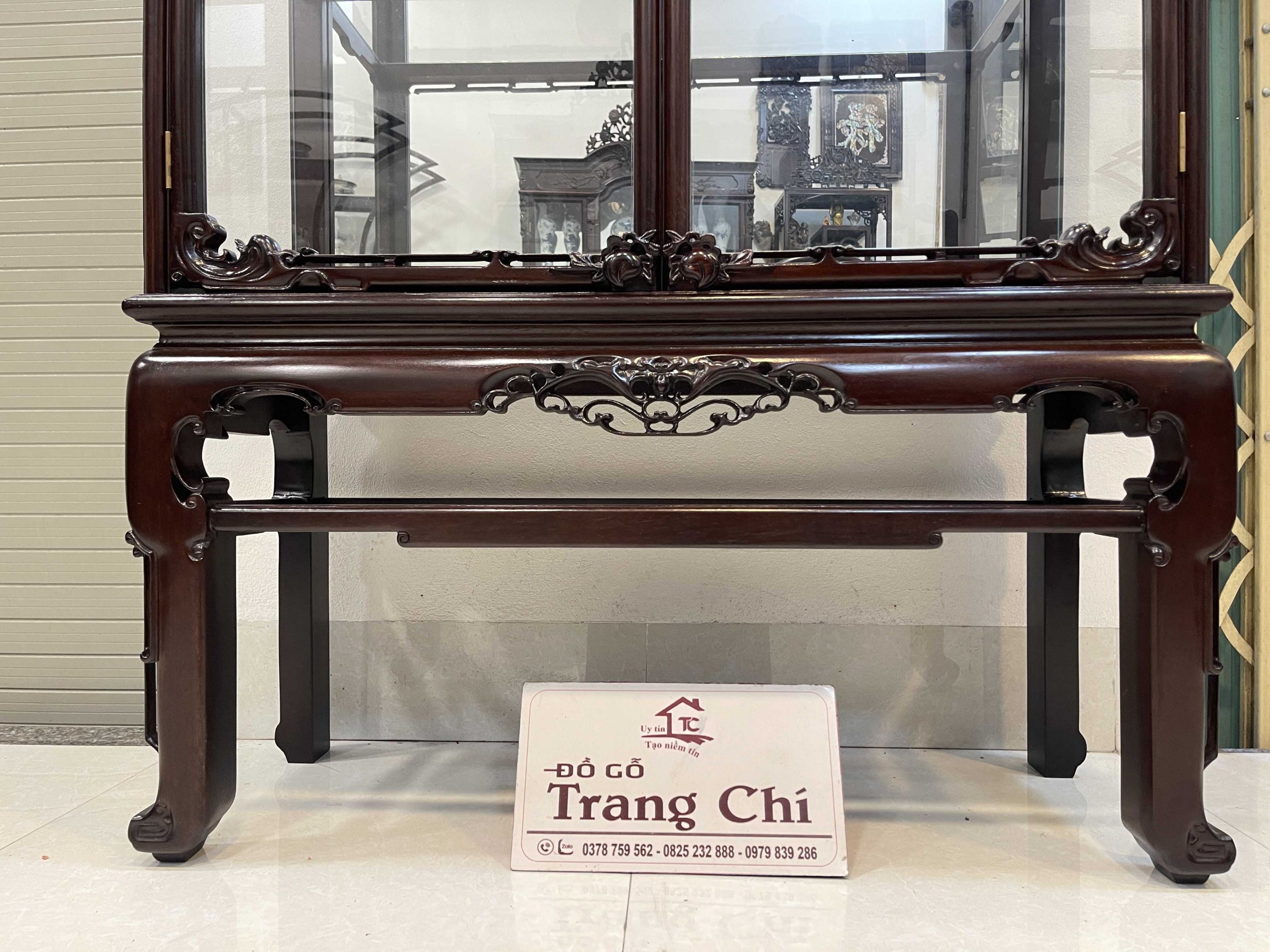 Báo Giá Cặp Tủ Bày Đồ Kính Gỗ Gụ