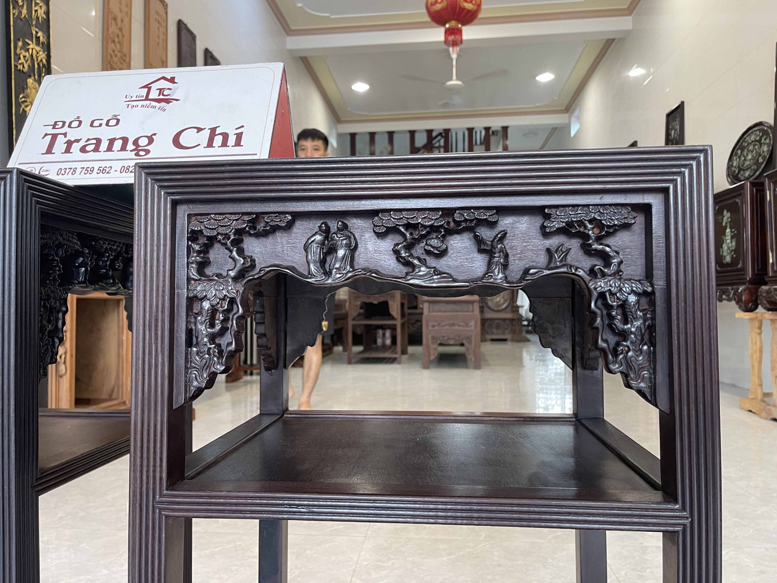 Đôn Trường Kỷ Chạm Tích Gỗ Gụ