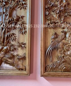 Tranh Tứ Qúy Bốn Mùa Gỗ Hương Đá