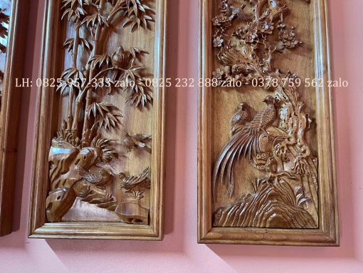 Tranh Tứ Qúy Bốn Mùa Gỗ Hương Đá