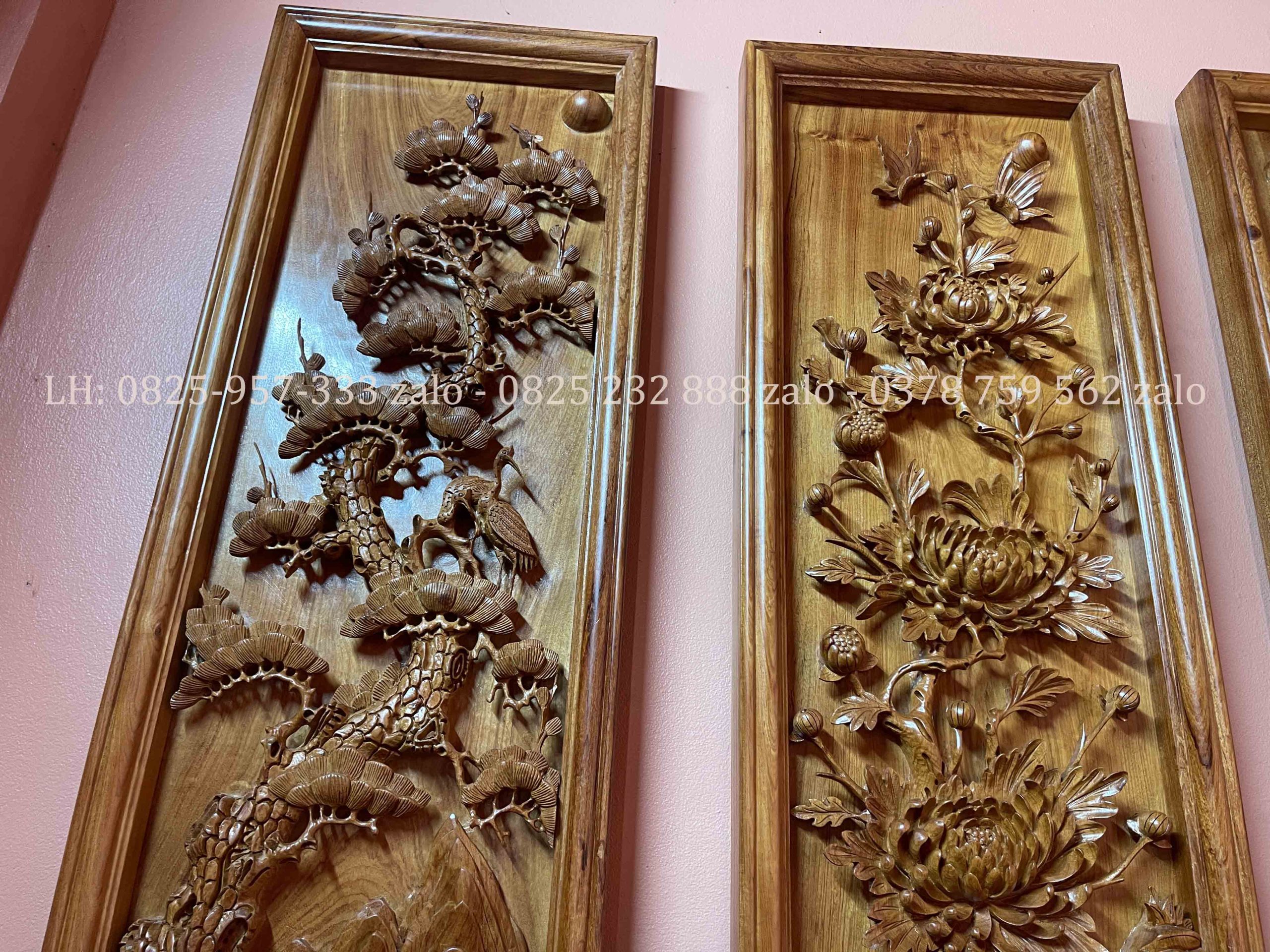 Tranh Tứ Qúy Bốn Mùa Gỗ Hương Đá