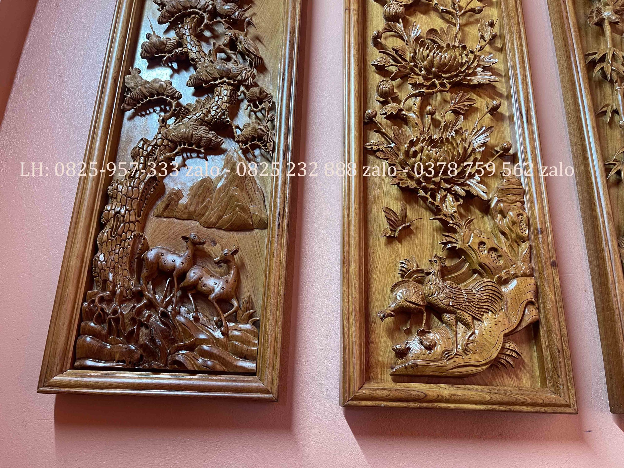 Tranh Tứ Qúy Bốn Mùa Gỗ Hương Đá