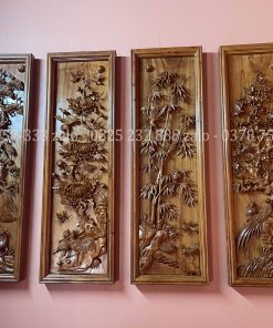 Tranh Tứ Qúy Bốn Mùa Gỗ Hương Đá