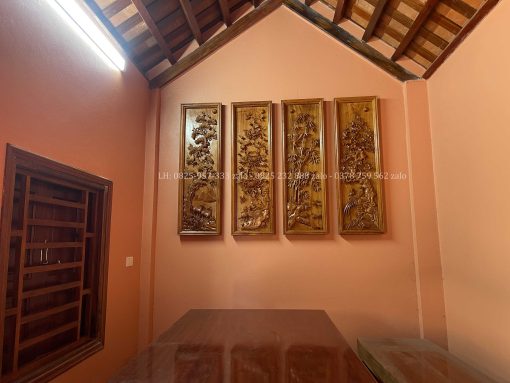 Tranh Tứ Qúy Bốn Mùa Gỗ Hương Đá