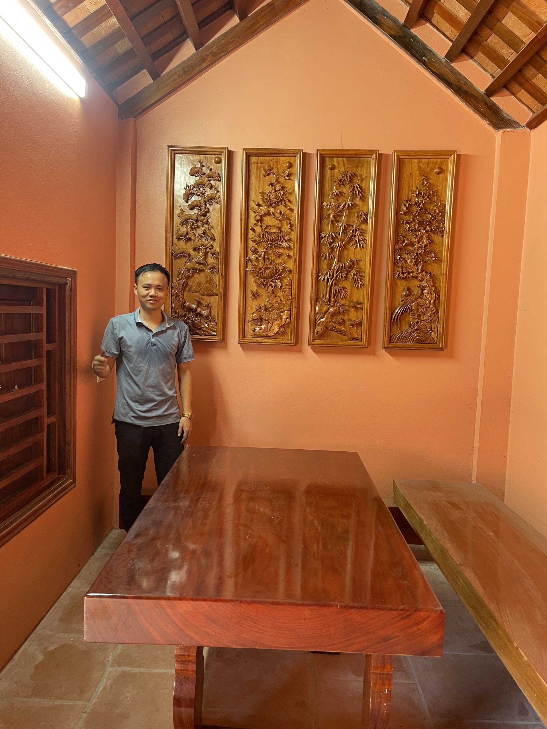 Tranh Tứ Qúy Bốn Mùa Gỗ Hương Đá