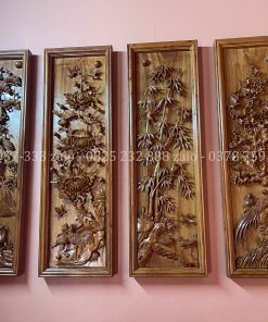 Tranh Tứ Qúy Bốn Mùa Gỗ Hương Đá
