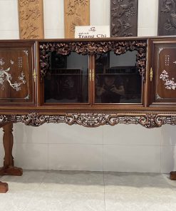 Tủ Chè Gụ Khảm Hồng Mai Bệ Phúc Lèo Nho