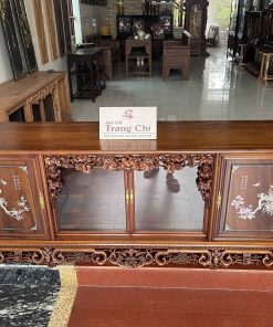 Tủ Chè Gụ Khảm Hồng Mai Bệ Phúc Lèo Nho