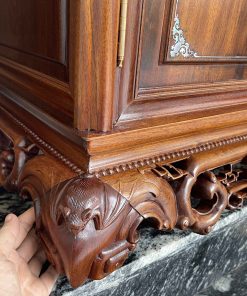 Tủ Chè Gụ Khảm Hồng Mai Bệ Phúc Lèo Nho