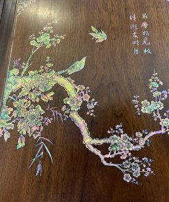 Tủ Chè Gụ Khảm Hồng Mai Bệ Phúc Lèo Nho