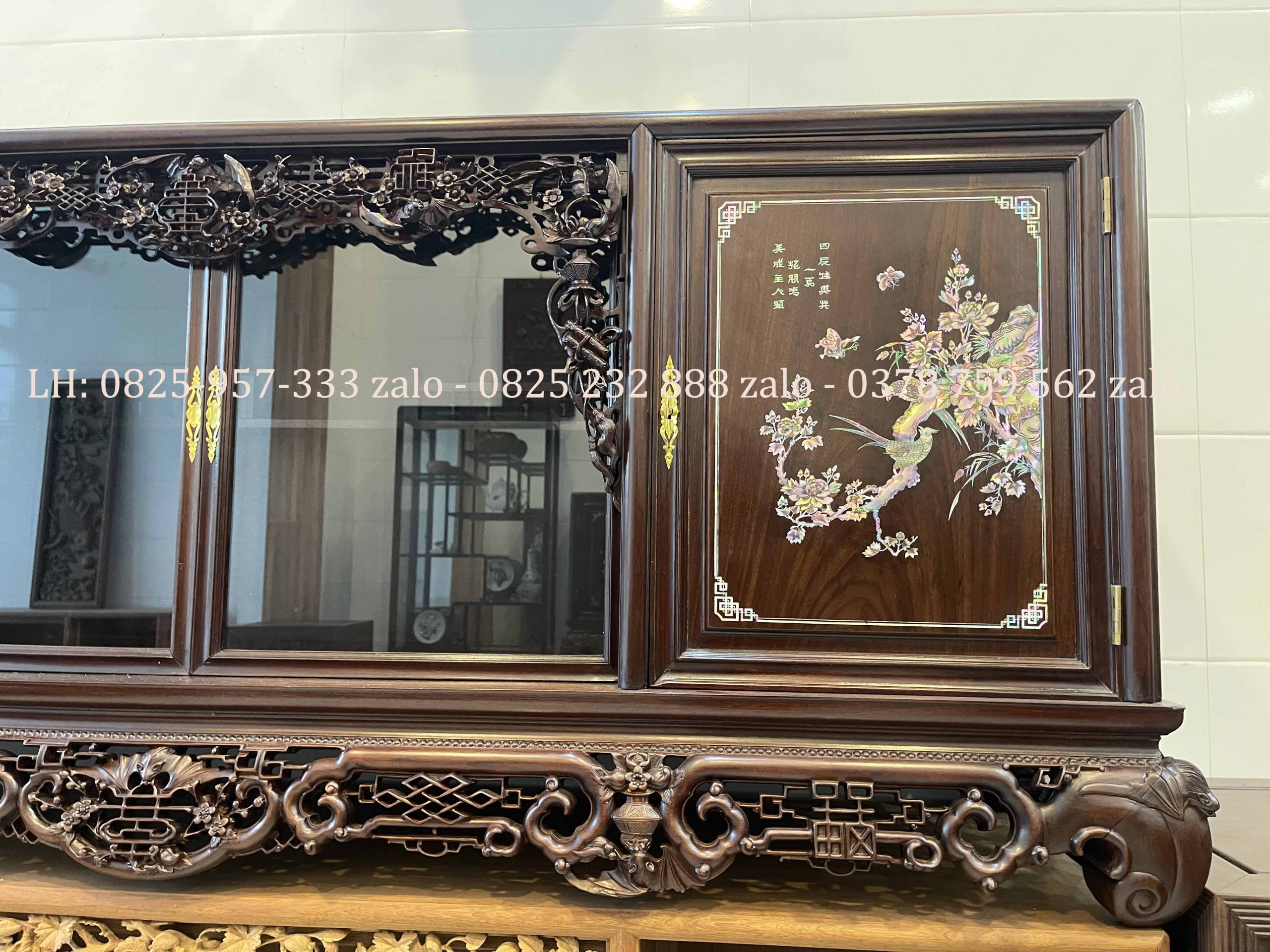 Tủ Chè Khảm Hồng Bệ Phúc Lèo Mai Thọ