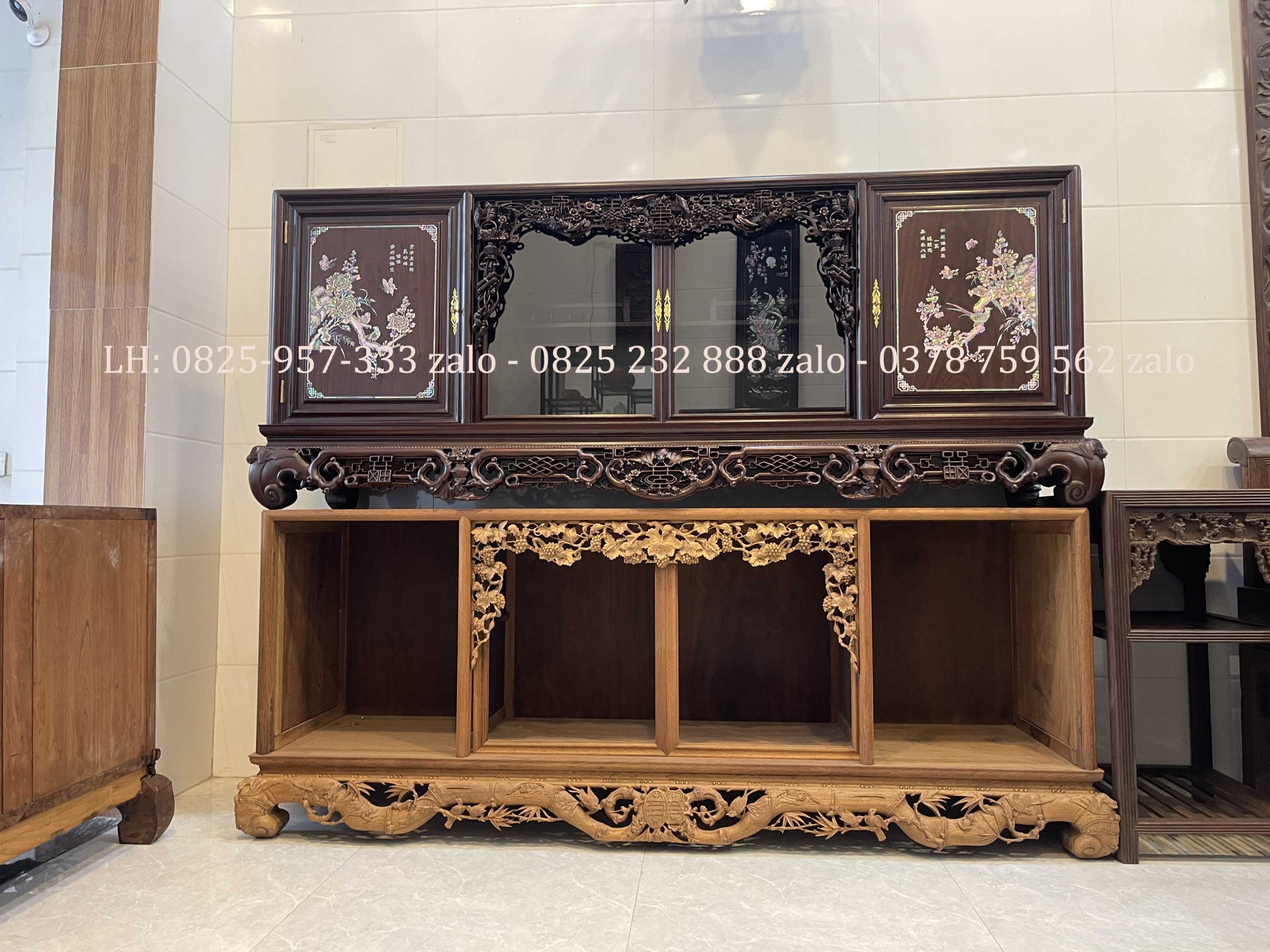 Tủ Chè Khảm Hồng Bệ Phúc Lèo Mai Thọ