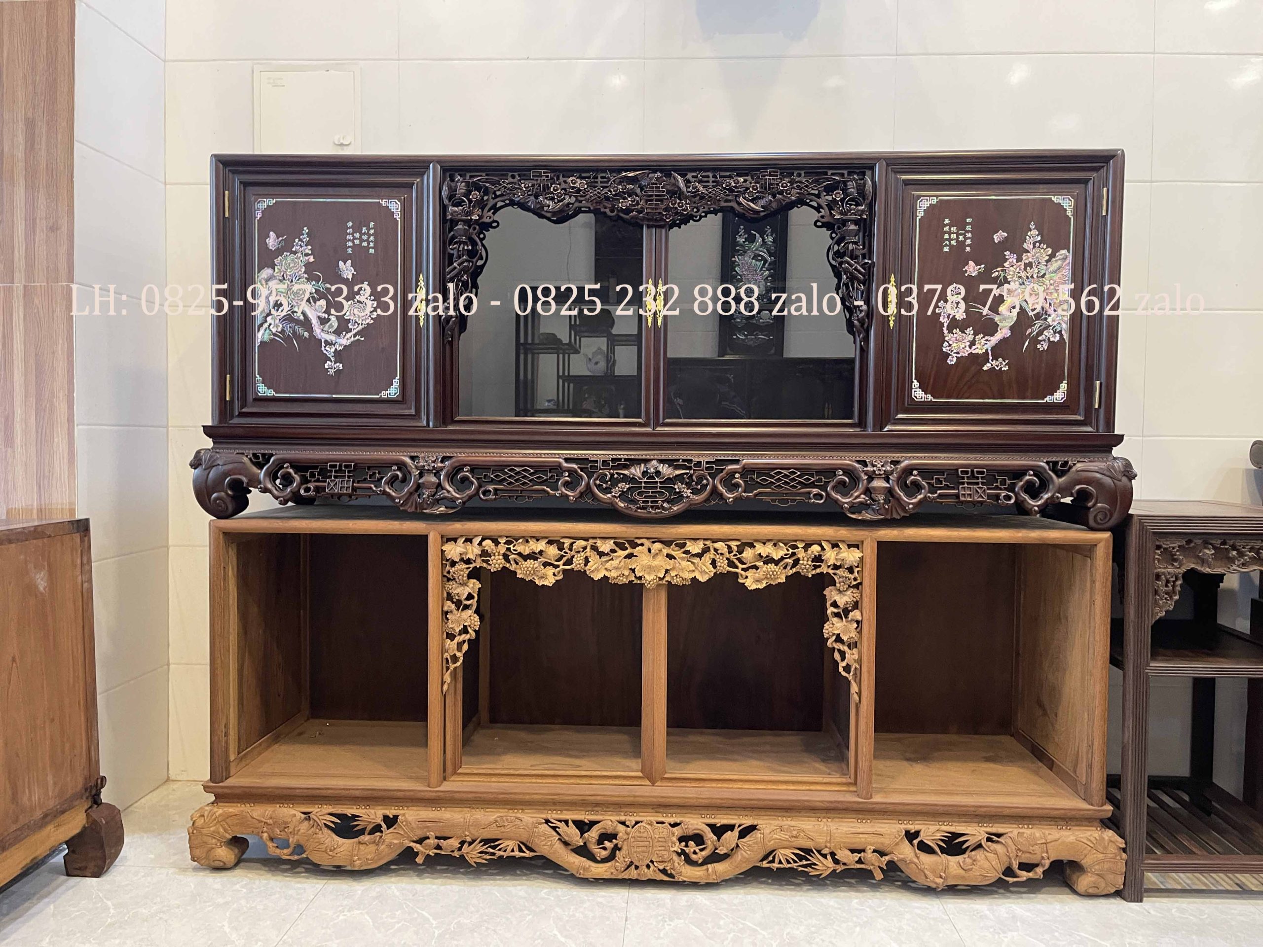 Tủ Chè Khảm Hồng Bệ Phúc Lèo Mai Thọ