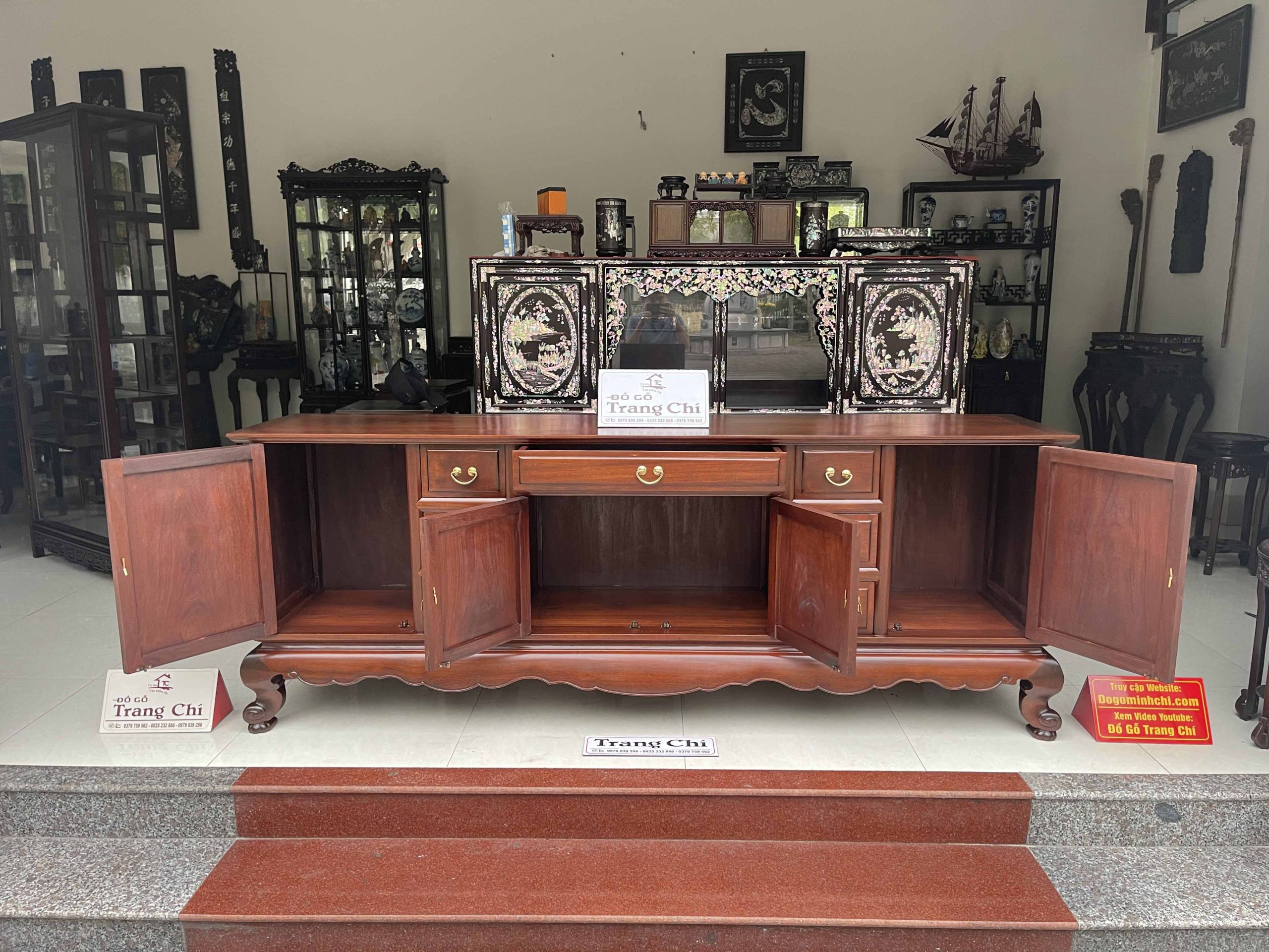 Kệ Tivi Gỗ Gụ Trơn 217 x 82 x 48 cm