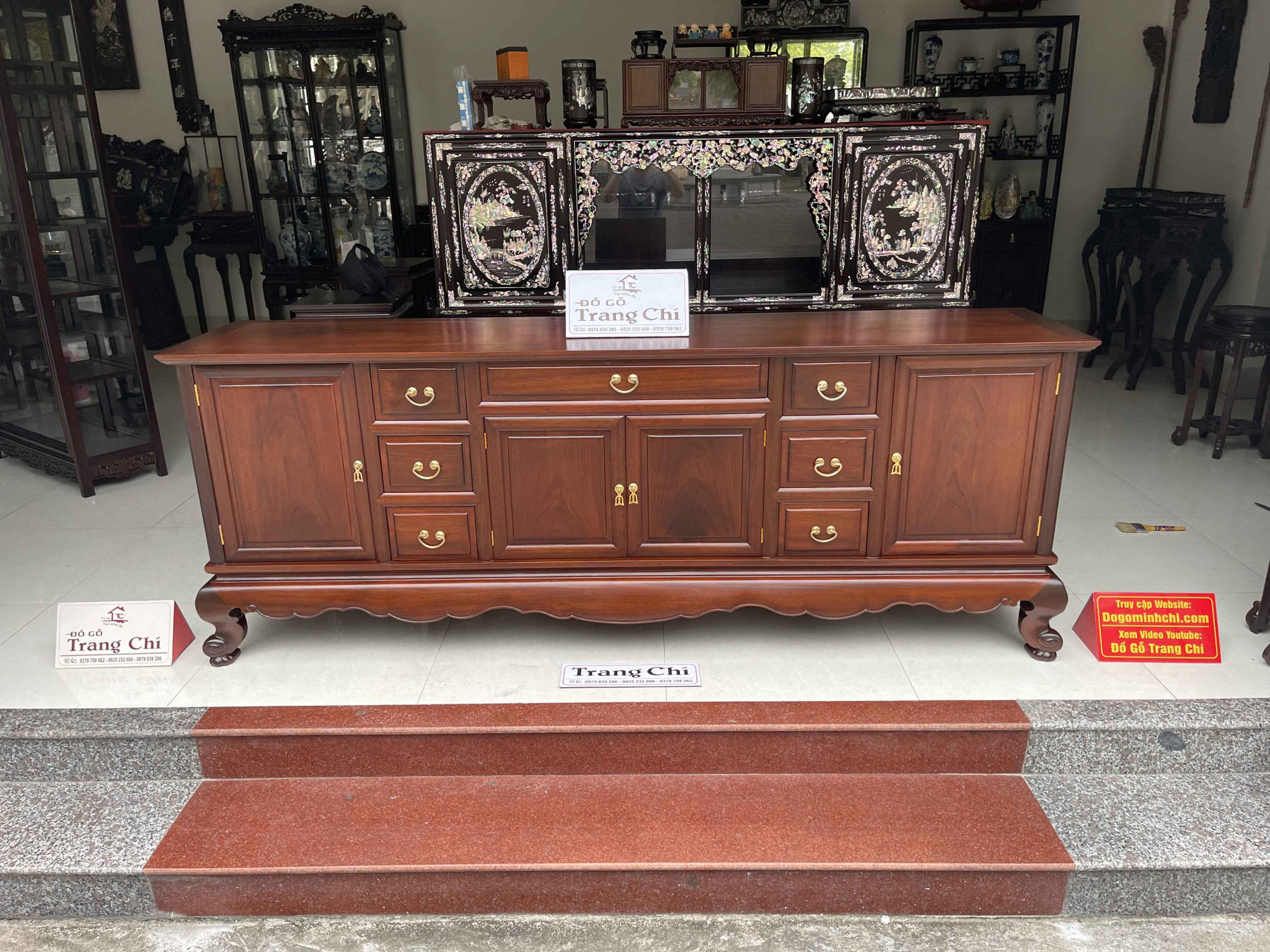 Kệ Tivi Gỗ Gụ Trơn 217 x 82 x 48 cm