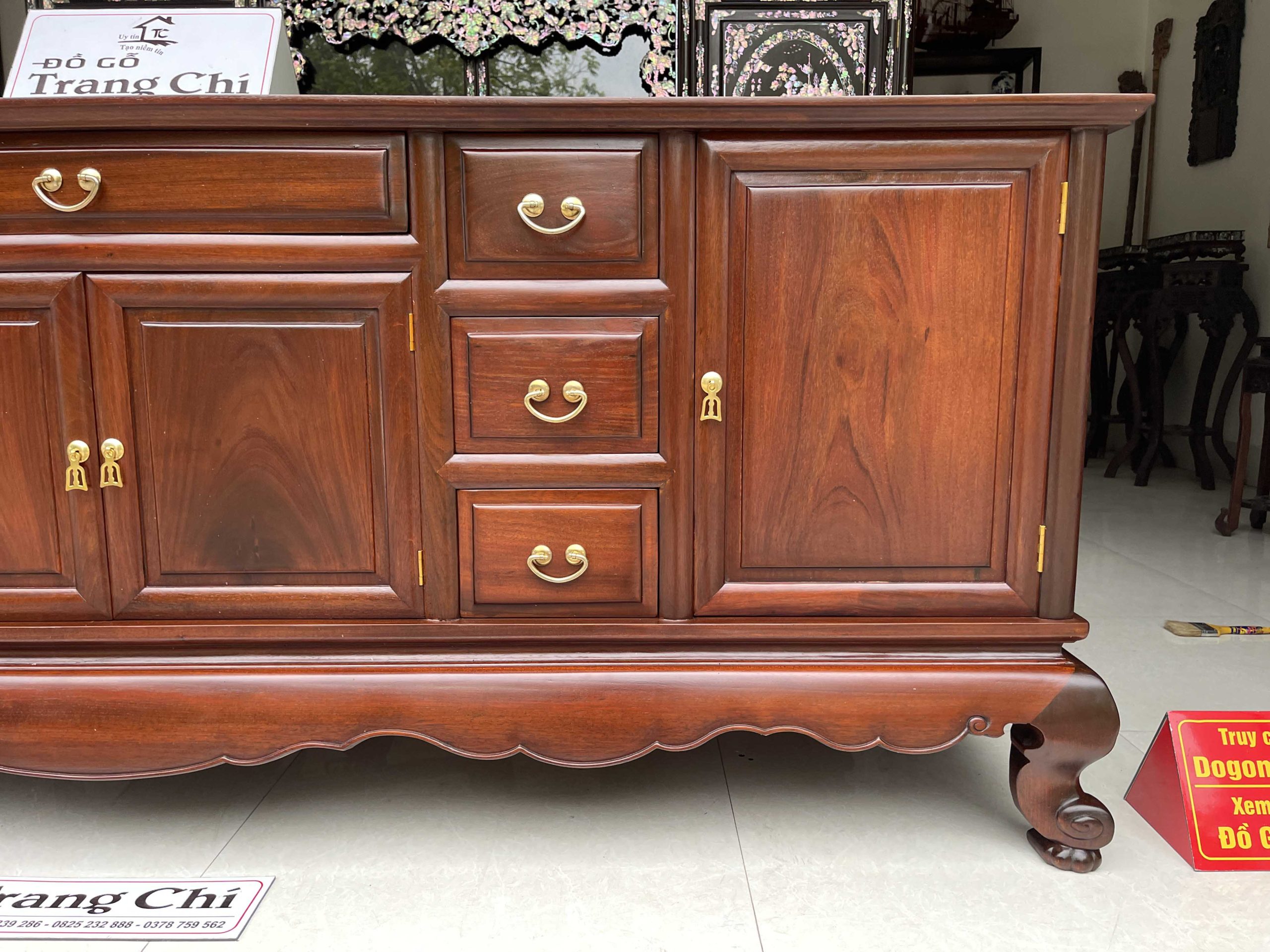 Kệ Tivi Gỗ Gụ Trơn 217 x 82 x 48 cm