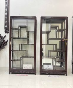 Tủ Bày Đồ Gỗ Gụ Kính 4 Mặt