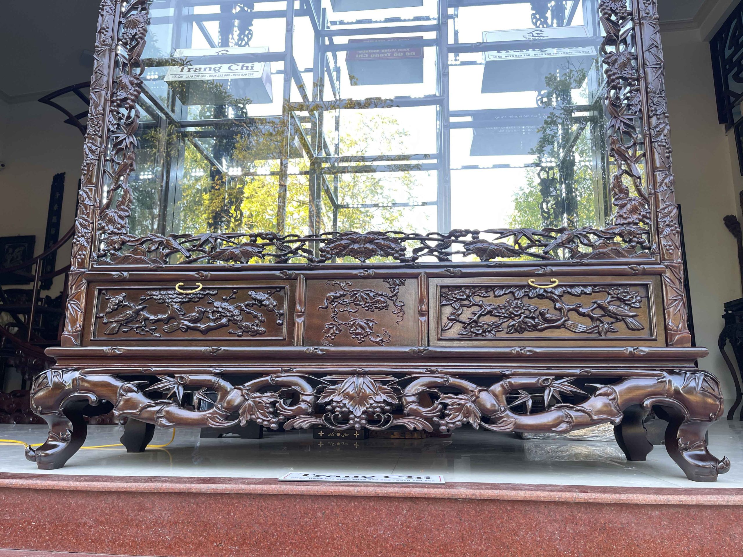 Tủ Bày Đồ Trúc Cỡ Đại Có Kính