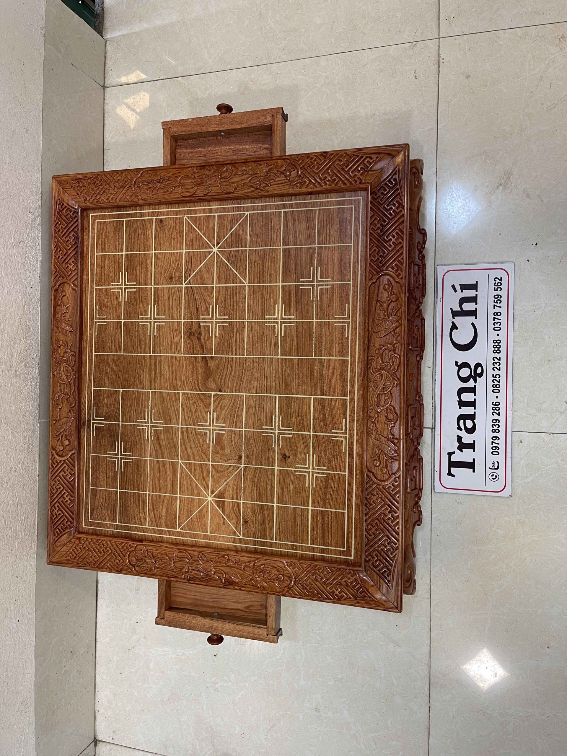 Bộ Bàn Cờ Gỗ Hương Đá Quân Gỗ Trắc