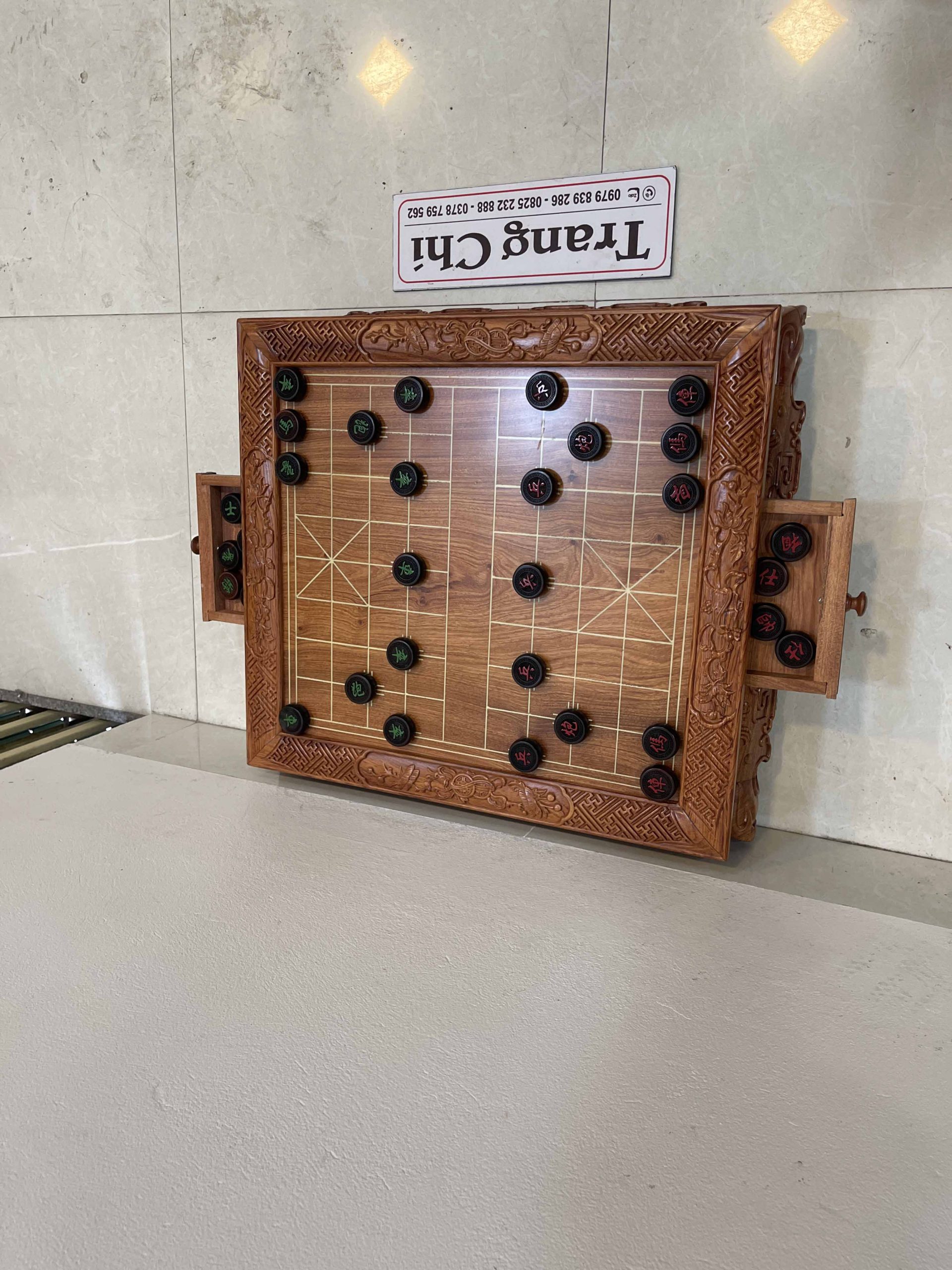 Bộ Bàn Cờ Gỗ Hương Đá Quân Gỗ Trắc