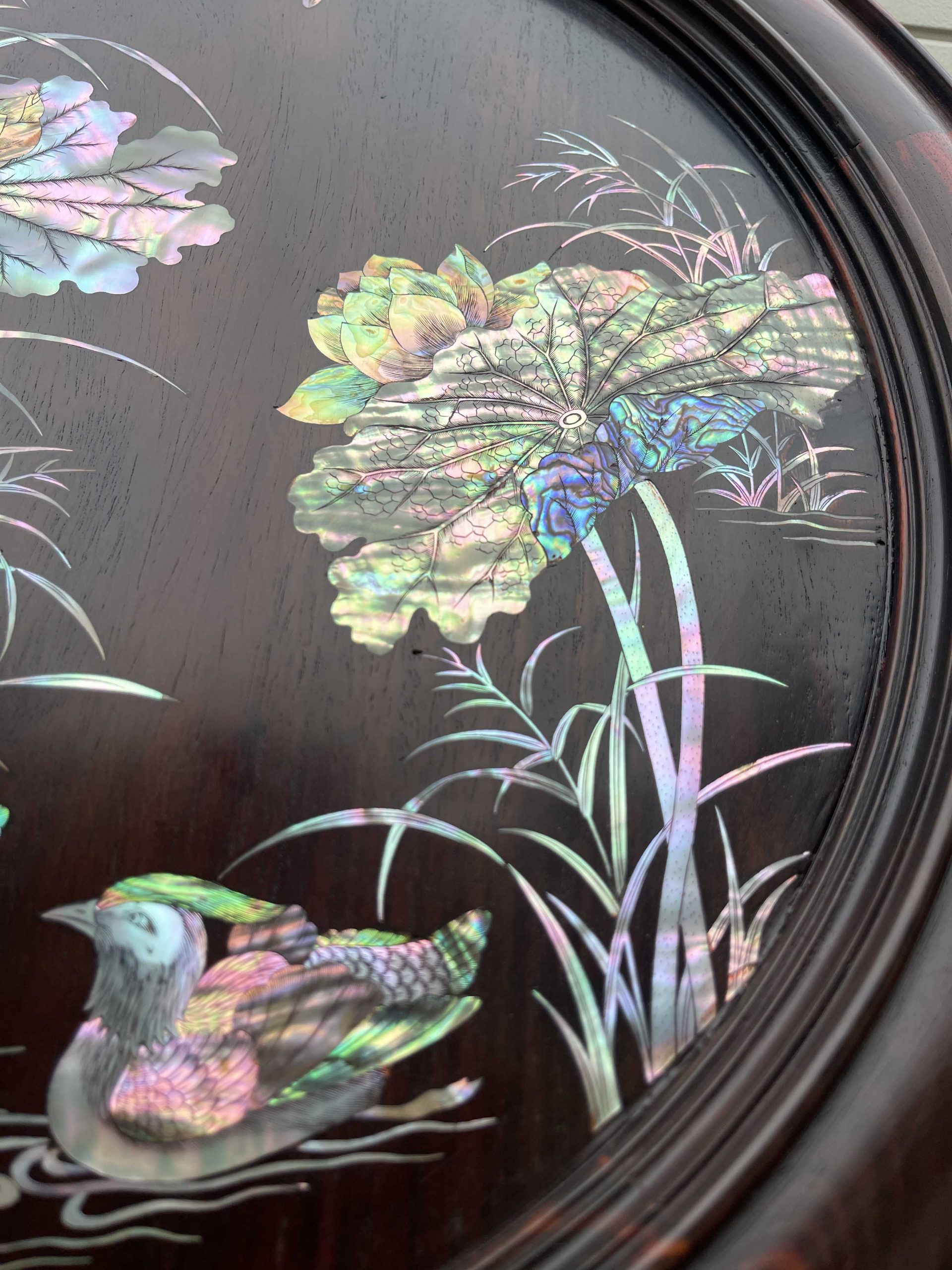 Bộ Đĩa Khảm Sen Vịt Gỗ Trắc (10) Bộ Đĩa Khảm Sen Vịt Gỗ Trắc