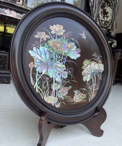 Bộ Đĩa Khảm Sen Vịt Gỗ Trắc