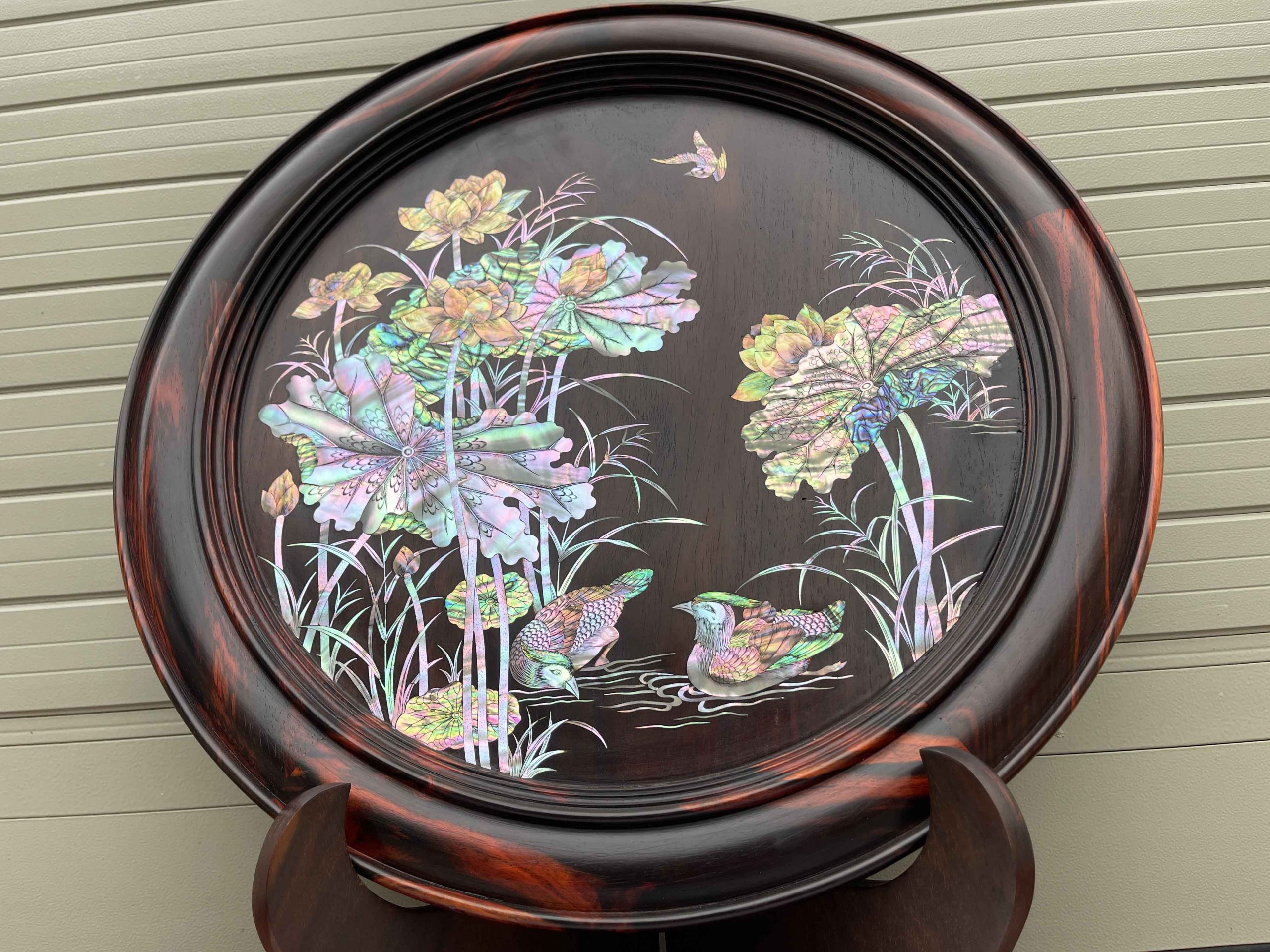 Bộ Đĩa Khảm Sen Vịt Gỗ Trắc (6) Bộ Đĩa Khảm Sen Vịt Gỗ Trắc