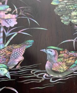 Bộ Đĩa Khảm Sen Vịt Gỗ Trắc